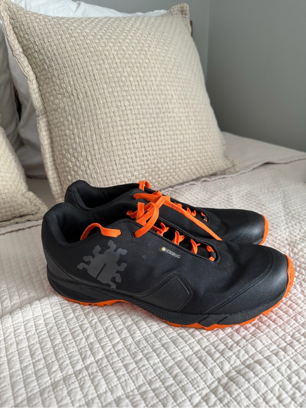 Men's Black Athletic Shoes with Orange Accents